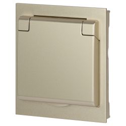 Розетка ЭРА Arktik 16-2103-04 с заземлением 2P+E Schuko со шторками с крышкой 16А-250В шампань | Эра Arktik