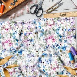 Ткань лён клод моне «танец цветов»