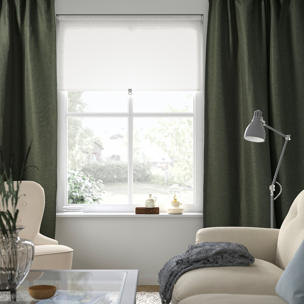 IKEA ANNAKAJSA  (ИКЕА АННАКАЙСА)  -  Шторы, 1 пара, на ленте/темно-зеленый, 145x300 см