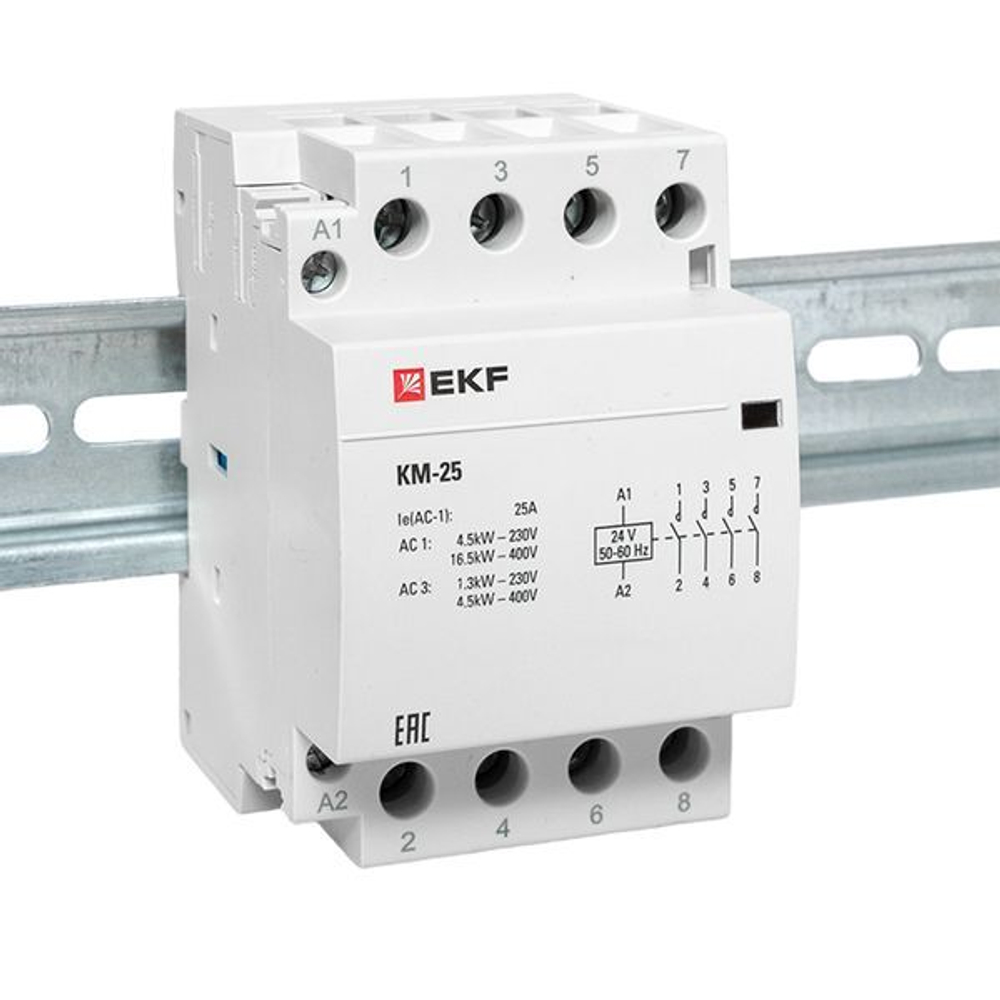Контактор модульный КМ 25А 4NО (3 мод,) 24В АС EKF PROxima