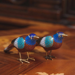 Парные фигурки птиц в технике клуазоне