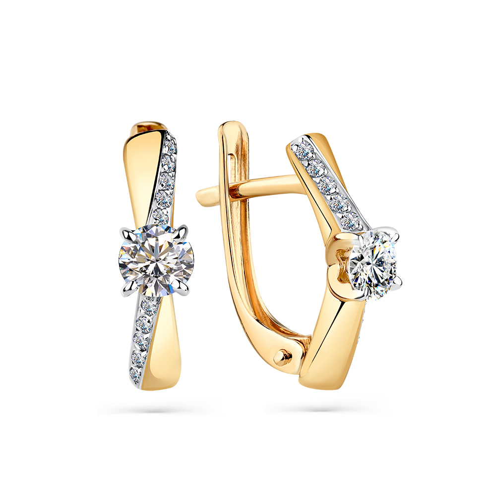Серьги из золота 585 пробы с фианитами