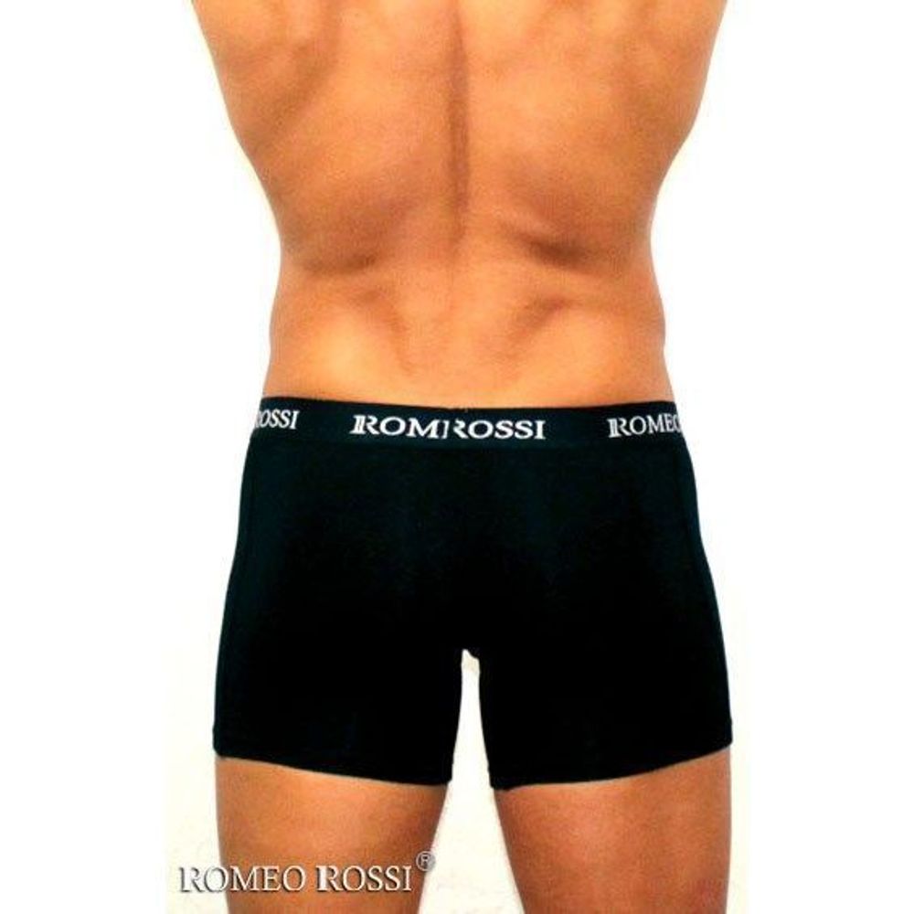 Мужские трусы боксеры удлиненные c резинкой Romeo Rossi черные RR7001-02