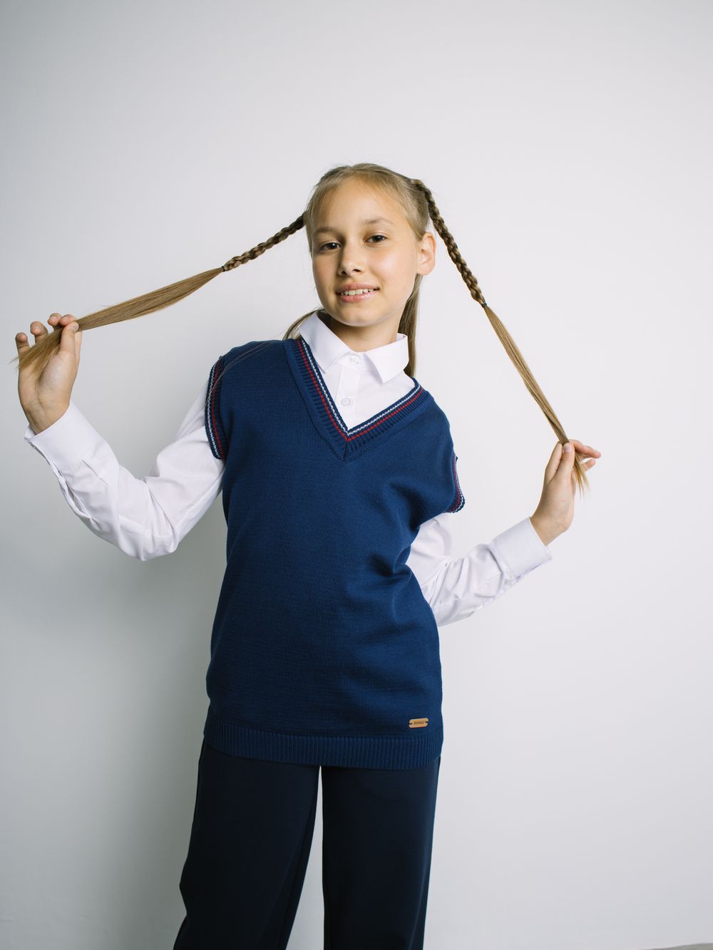 Жилет вязаный "Синий" 7+