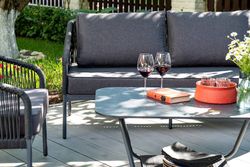 "Канны" лаунж-зона 4-местная плетеная из роупа (веревки), цвет темно-серый