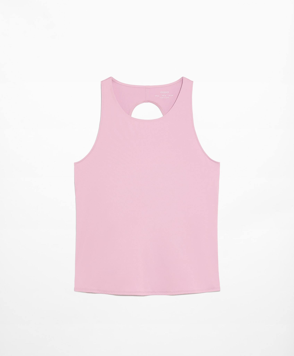 Oysho Футболка комфортлюкс с перекрестной спиной, розовый