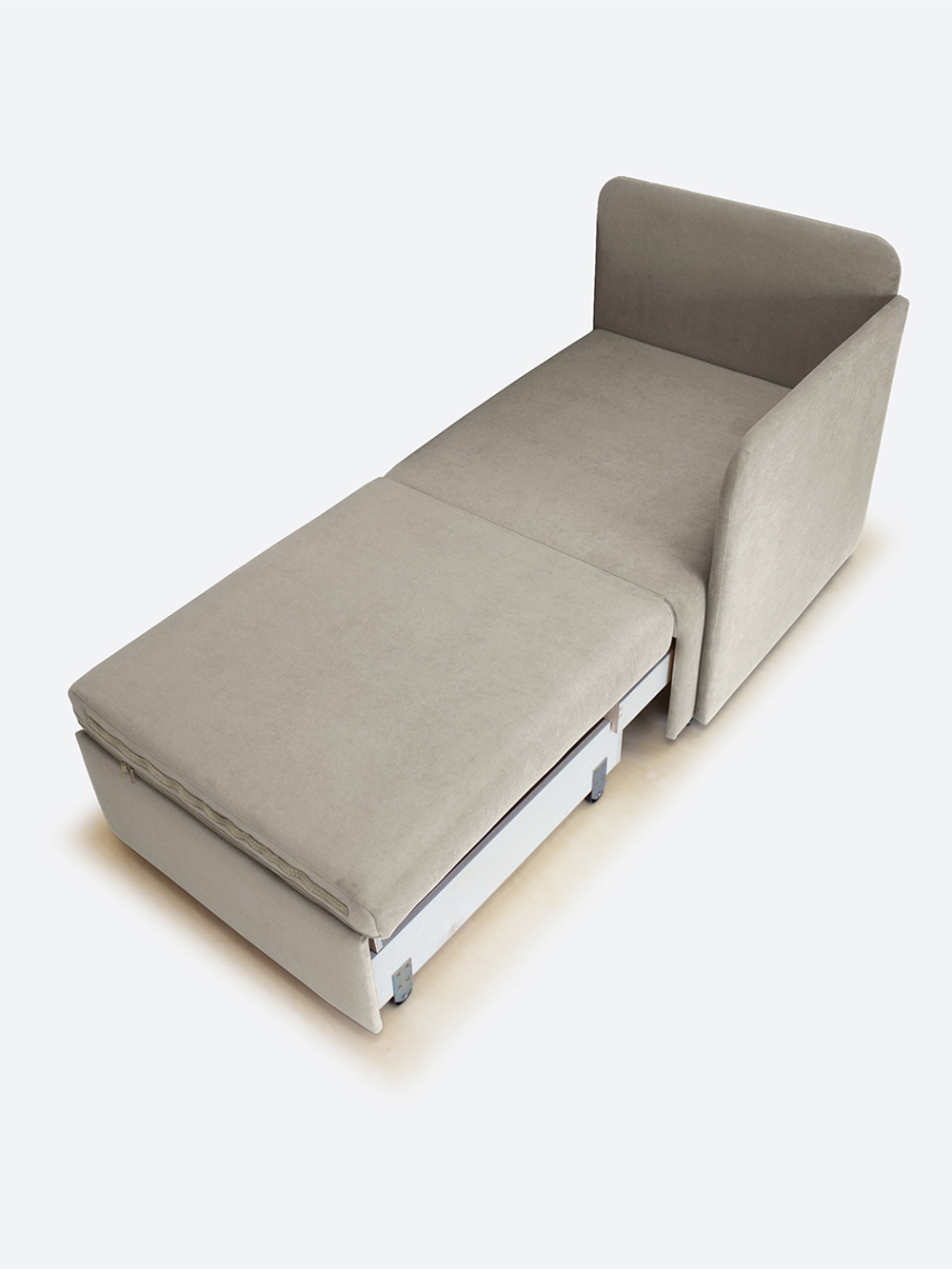 Кресло-кровать "Миник" с левым подлокотником, под правую руку, велюр Dream Beige, Бульдог