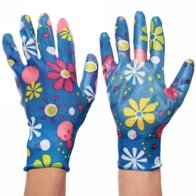 Перчатки нейлоновые «Фантазия-Одуванчики» с резиновым покрытием полуоблитые 8 р-р ДоброСад