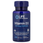 Life Extension, витамин D3, 25 мкг (1000 МЕ), 250 капсул