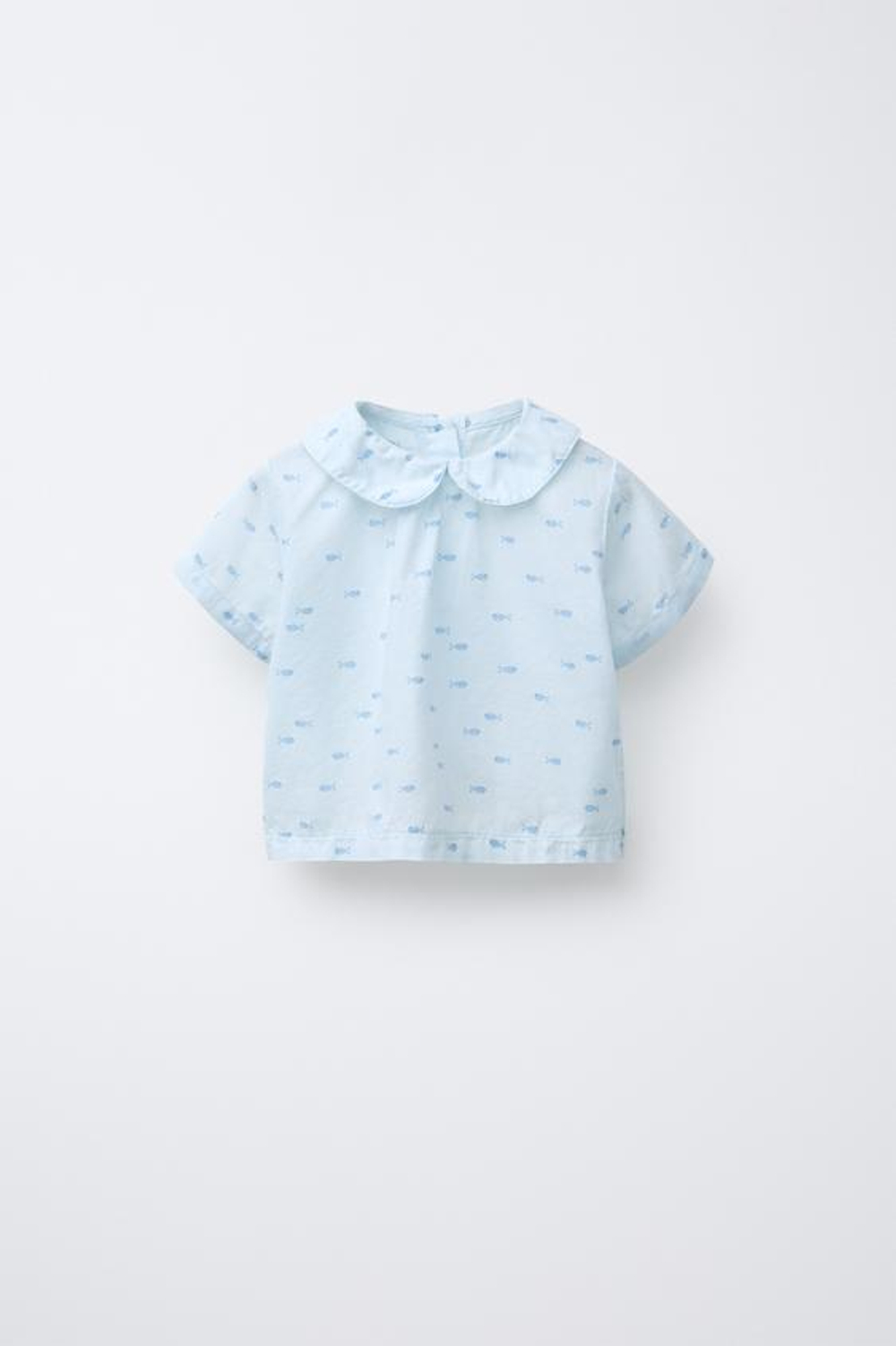 ZARA РУБАШКА С ПРИНТОМ «РЫБЫ», ГОЛУБОЙ