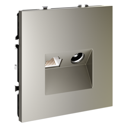 Розетка телевизионная встраиваемая VOLTUM S70 TV+RJ45 кат. 6, (шелк)