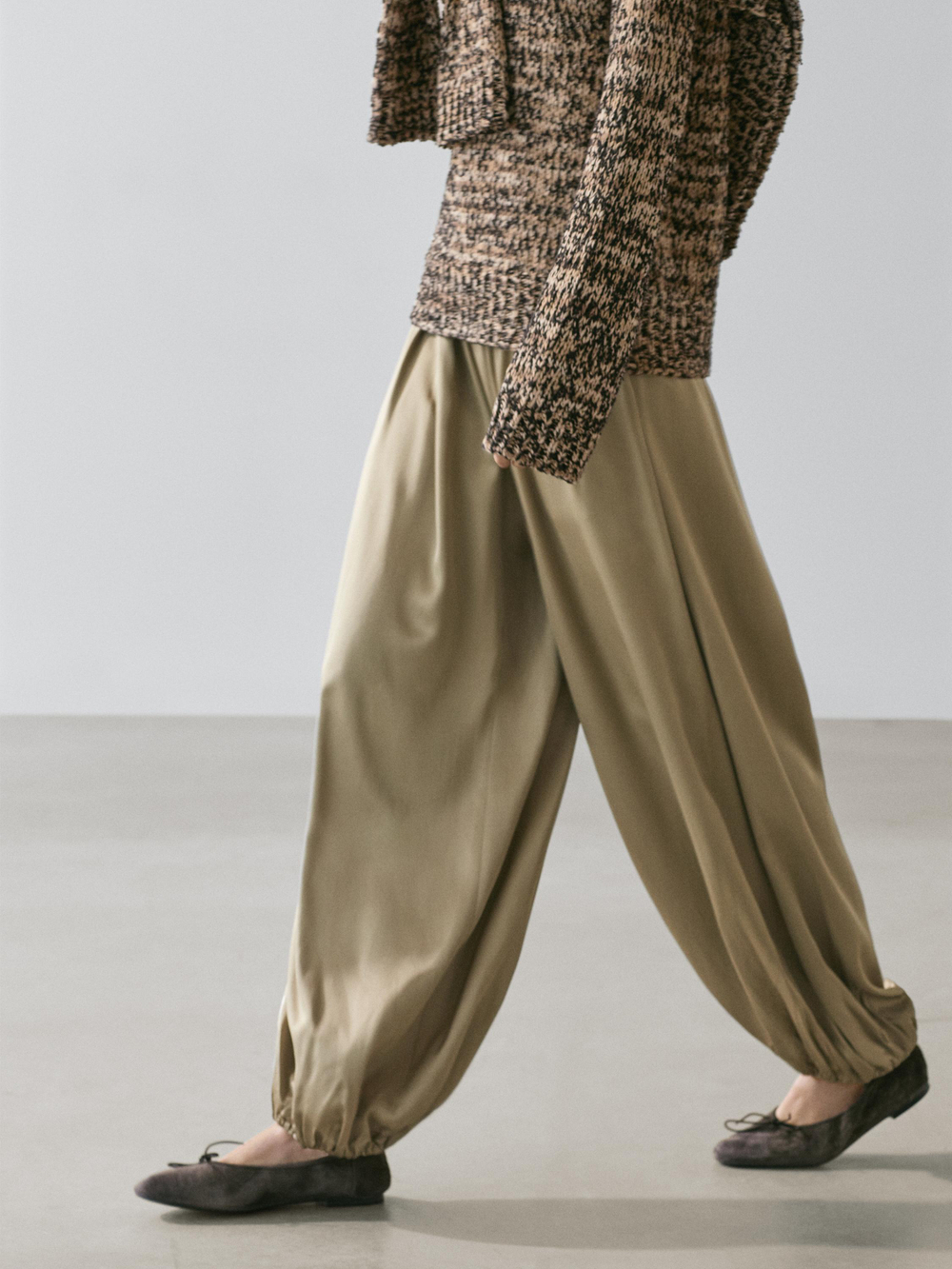 Massimo Dutti Атласные брюки-баллон, темно-синий