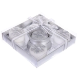 Свечи новогодние «Снежинки»11.5*11*5*3см (набор 5шт), Серебро