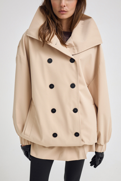 Тренч объемный с воротником стойкой