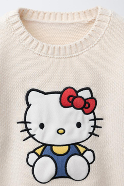 ZARA ВЯЗАНЫЙ ДЖЕМПЕР HELLO KITTY © SANRIO, ЭКРЮ