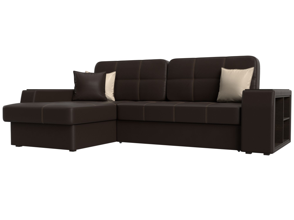 Диван угловой Брюссель левый угол, Коричневый\Бежевый, Экокожа, 29396L