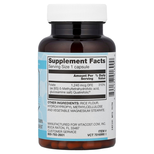 Vitacost, Bioavailable Folate , 1,240 mcg DFE, 60 Capsules