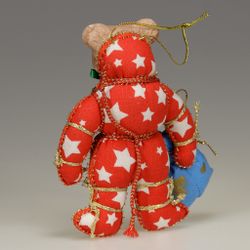 Ёлочная игрушка Медвежонок двухцветный с мешком