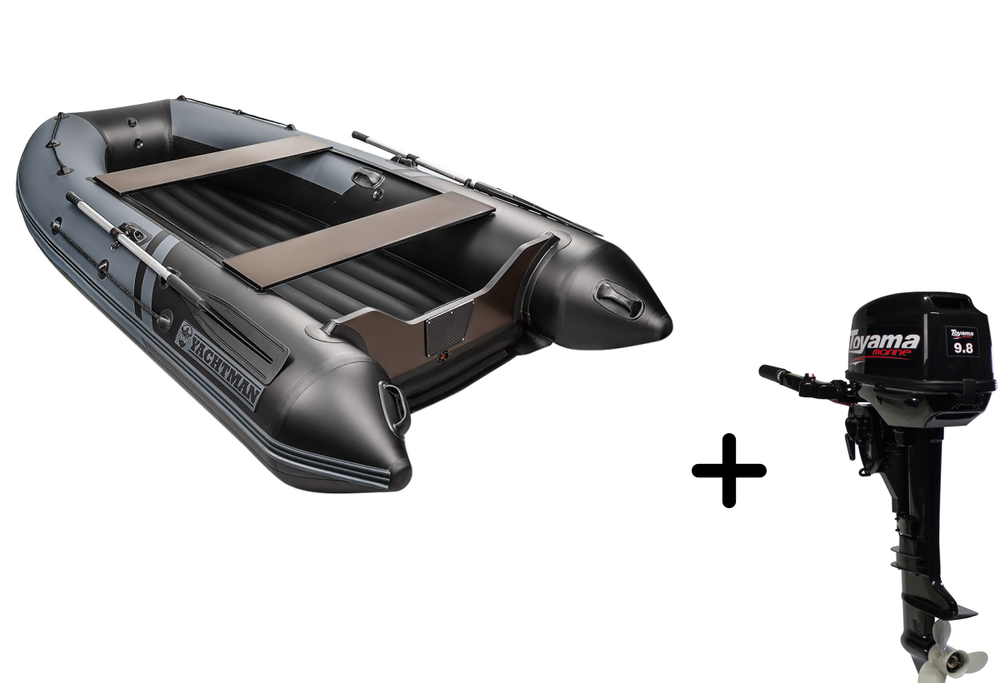 YACHTMAN-320 НДНД серый-черный + Toyama T 9.8 BMS (комплект лодка + мотор)