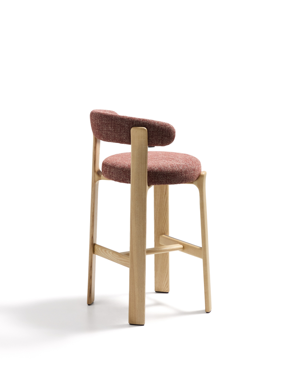 Барный стул Granite из терракотовой синели и ясеня с натуральной отделкой 75 см