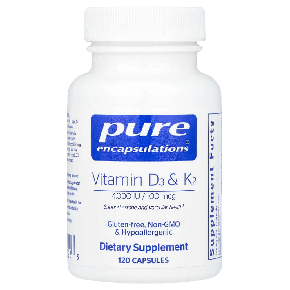 Pure Encapsulations, Витамины D3 и K2, 120 капсул