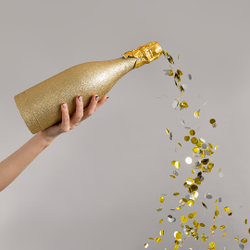 Пневмохлопушка "Золотая бутылка шампанского" 30 см