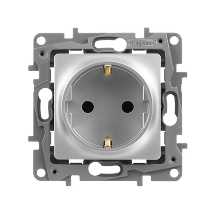 Розетка с заземлением со шторками 16А 250В алюминий ETIKA Legrand