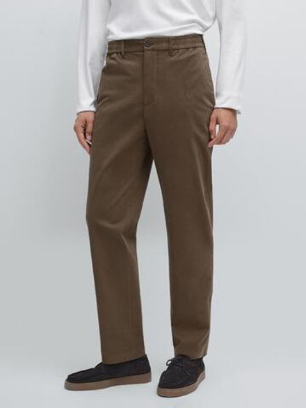 Massimo Dutti Брюки-джогерры свободного кроя, коричневый