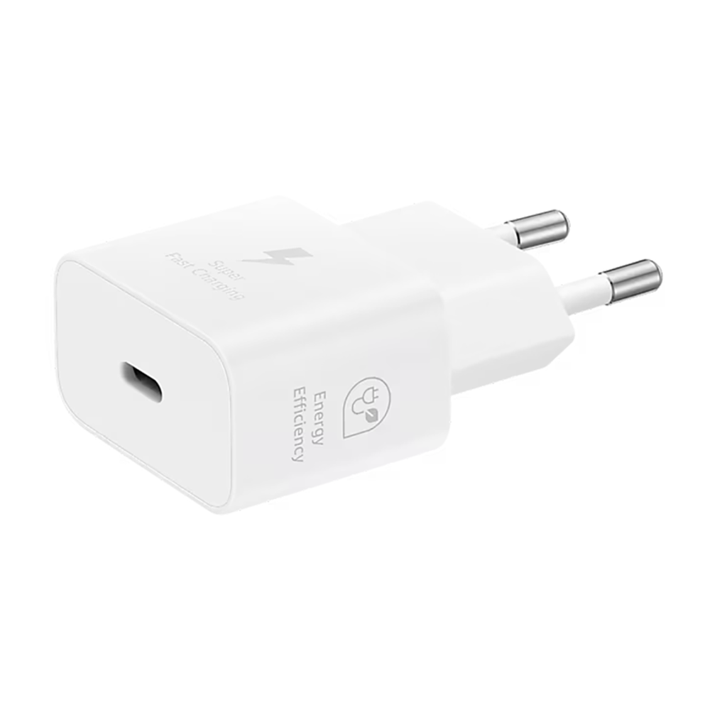 Сетевое зарядное устройство Samsung мощностью 25 Вт (USB-C) (GaN) и кабель USB-C (1 м) (EP-T2510), Белый