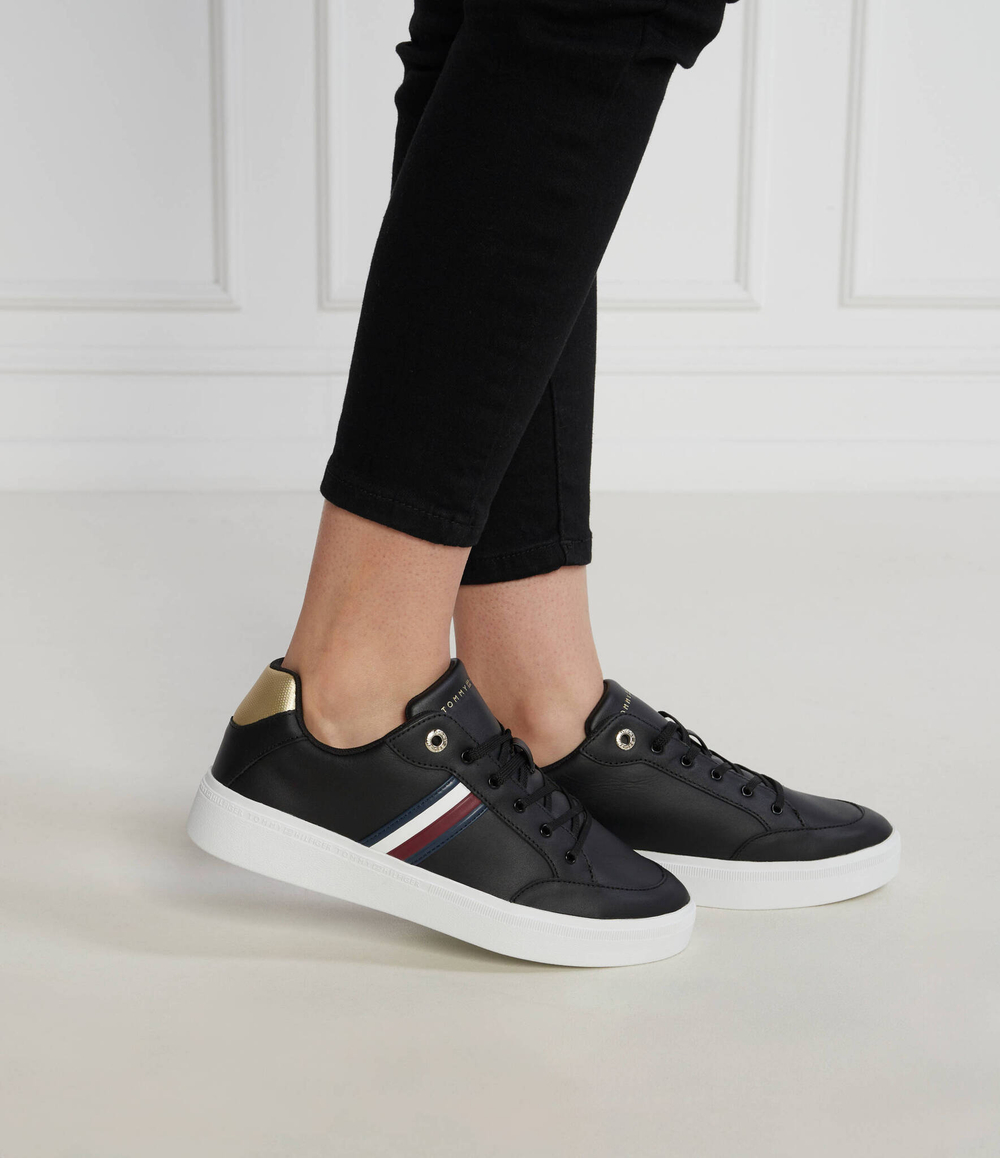 Кожаные кроссовки elevated global stripes Tommy Hilfiger - черный(FW0FW07446)
