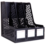 Лоток вертикальный DELI, 3 отделения, чёрный