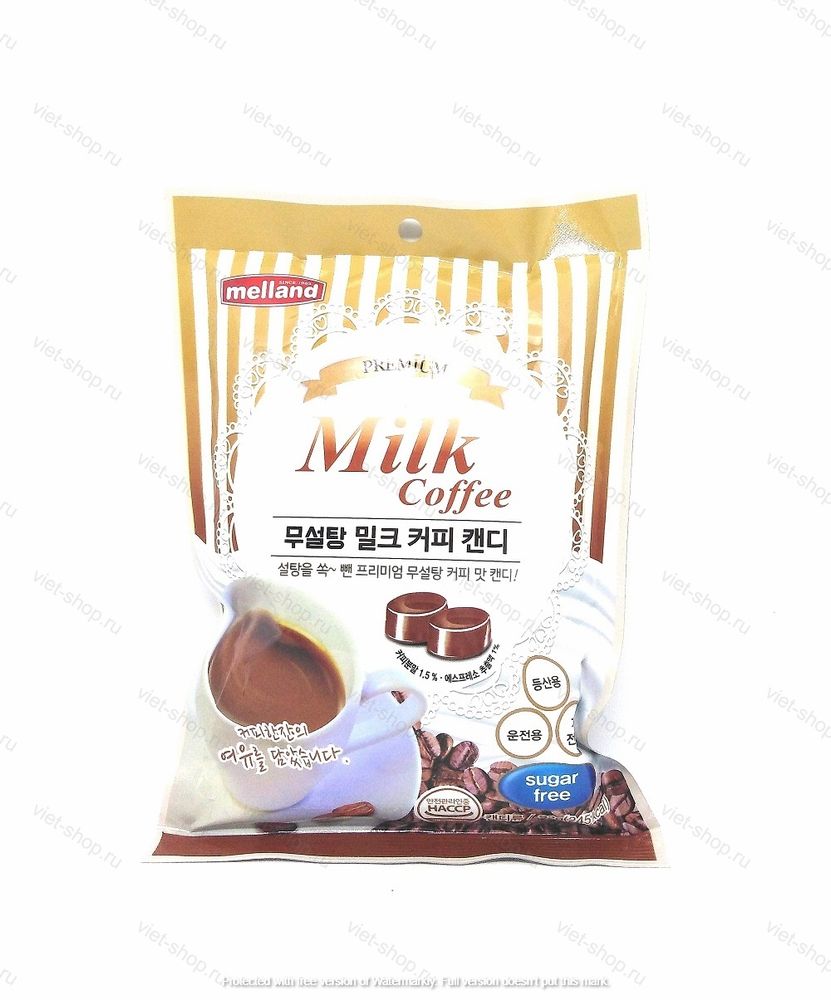 Карамель без сахара со вкусом кофе с молоком Premium milk coffee sugar free, Корея, 92 гр.