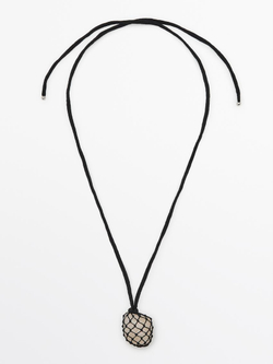 Massimo Dutti Ожерелье из сетчатого камня, чёрный
