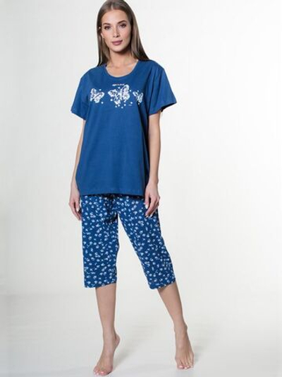 Свободный домашний комплект с принтованными капри (Размер: 4X) (Цвет: бордовый)