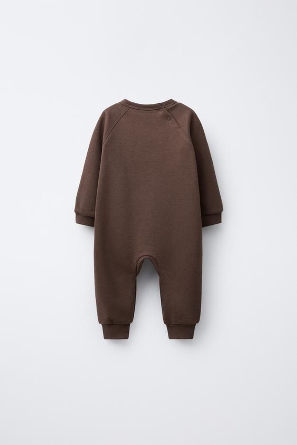 ZARA КОМБИНЕЗОН ИЗ ФУТЕРА С ВЫШИВКОЙ «МИШКА», КОРИЧНЕВЫЙ