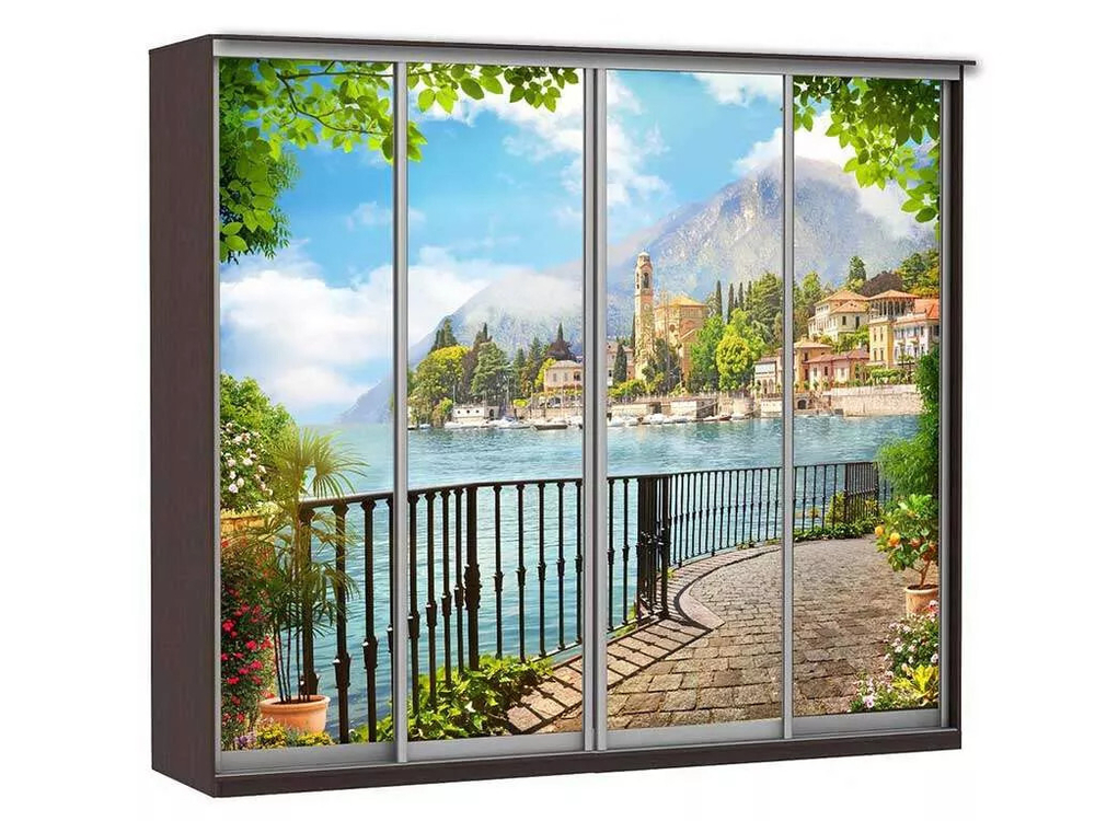 Шкаф купе Модерн 2362х450 4-х дверный 4-х секционный фотопечать №4 венге