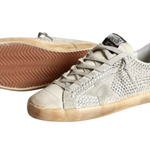 Женские Golden Goose Superstar in Aged White Nubuk with Swarovski Crystals
