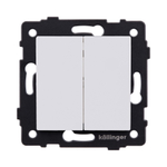 Выключатель 2-клавишный проходной 10А/250В, белый матовый Kollinger REA-S-009WM для Aspekt, Eleganz, Reflex