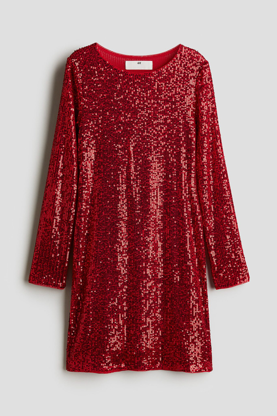 H&M Платье с пайетками, красный