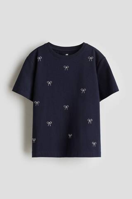 H&M Футболка с контрастными деталями, темно-синий