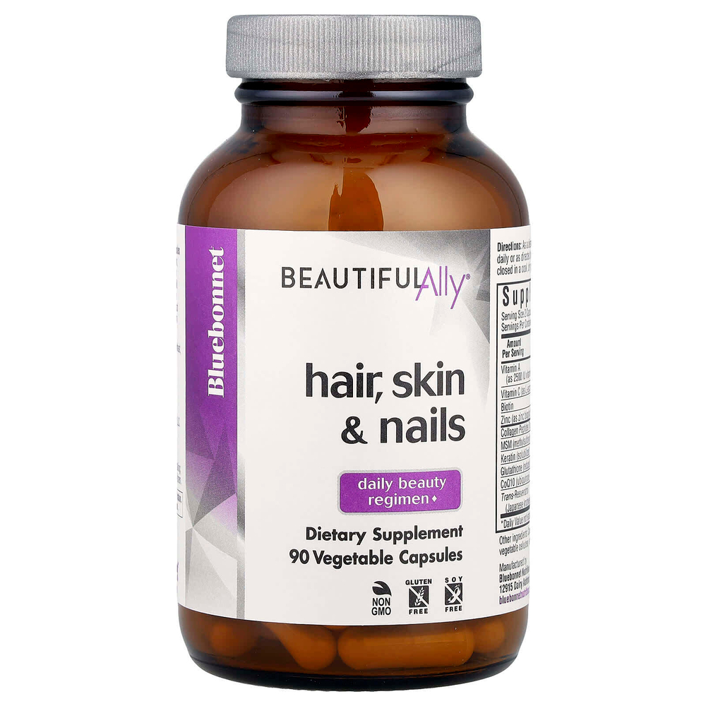 Bluebonnet Nutrition, Beautiful Ally, добавка для волос, кожи и ногтей, 90 растительных капсул