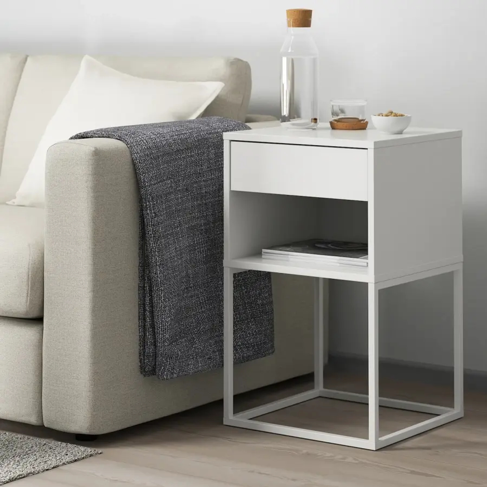 Прикроватный столик - IKEA VIKHAMMER/ВИКХАММЕР ИКЕА, 39х40х65, белый