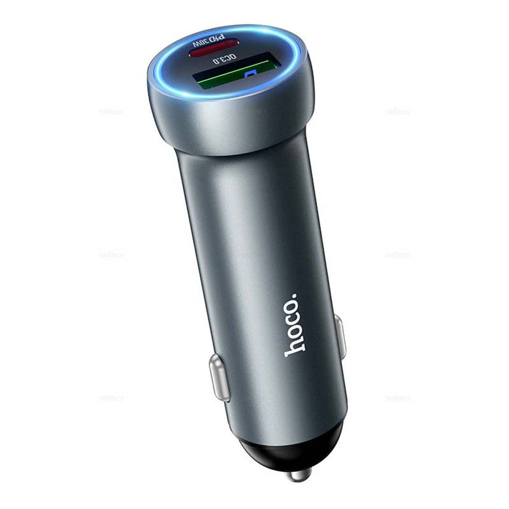 Автомобильное зарядное устройство PD30W+QC3.0 Hoco Z54A (metal grey)