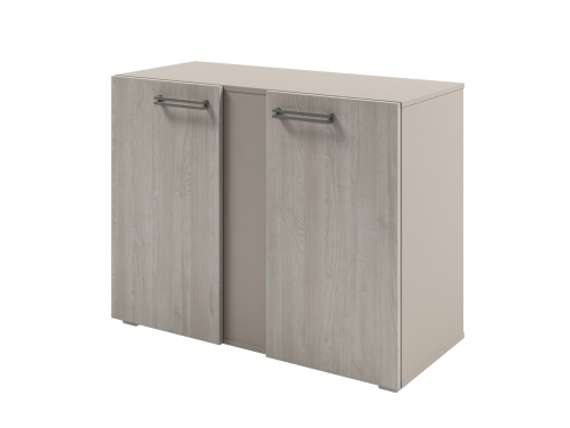 Стеллаж низкий широкий с планкой 950х414х714 D-75 Акация Морава/Кашемир серый