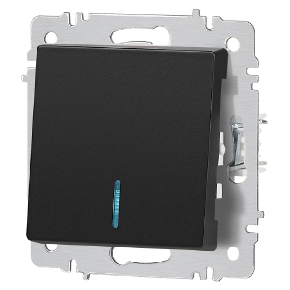 Выключатель Intro Accent 6-102-05 с подсветкой, 10А-250В, IP20, СУ, AL/CU, антрацит | Intro