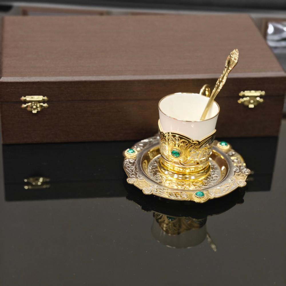 Кофейный набор Златоуст c малахитом "Утро"