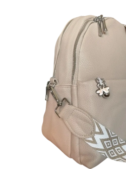 Рюкзак сумка женская из экокожи бежевая QOZA