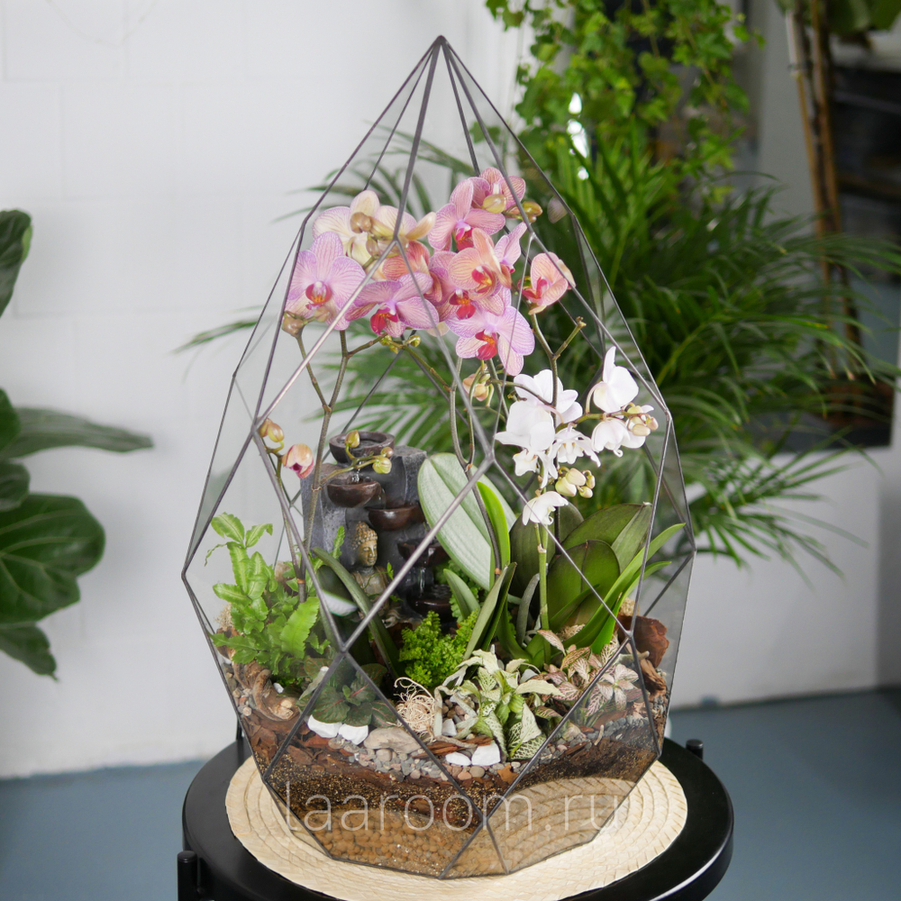 Флорариум с орхидеей и водопадом Будда Фаберже