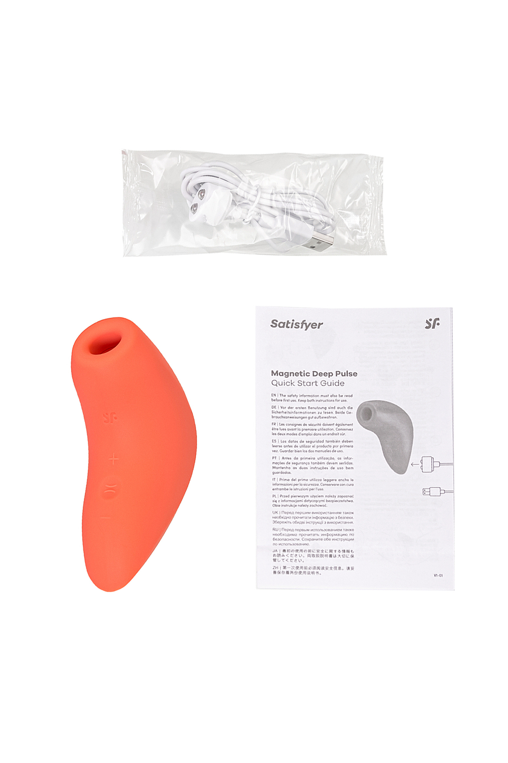 Вакуум-волновой стимулятор клитора Satisfyer Magnetic Deep Pulse, силикон, абрикосовый, 11,6 см