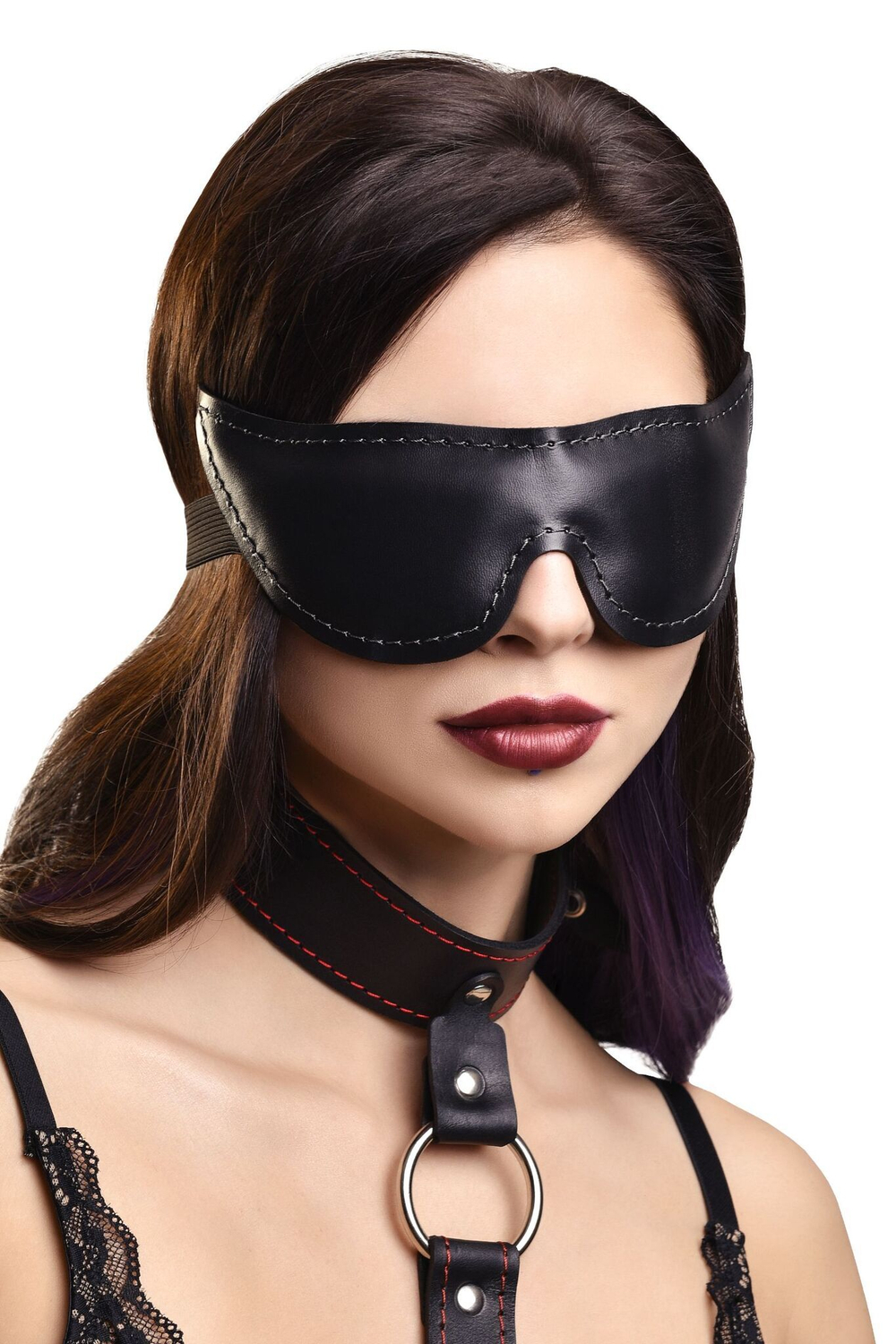 Черная кожаная маска с заостренными кончиками (Цвет: черный)